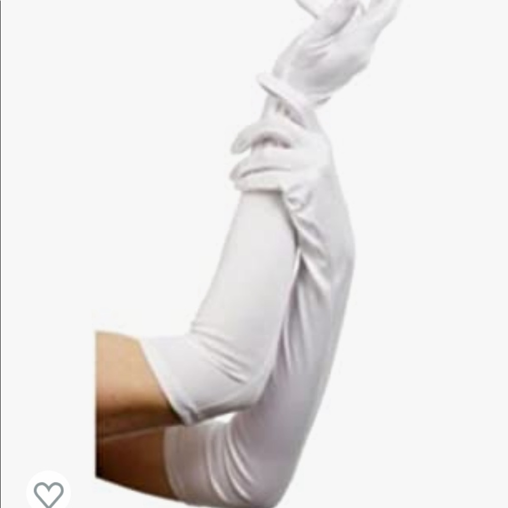 New! Long Satin Finger Gloves| White